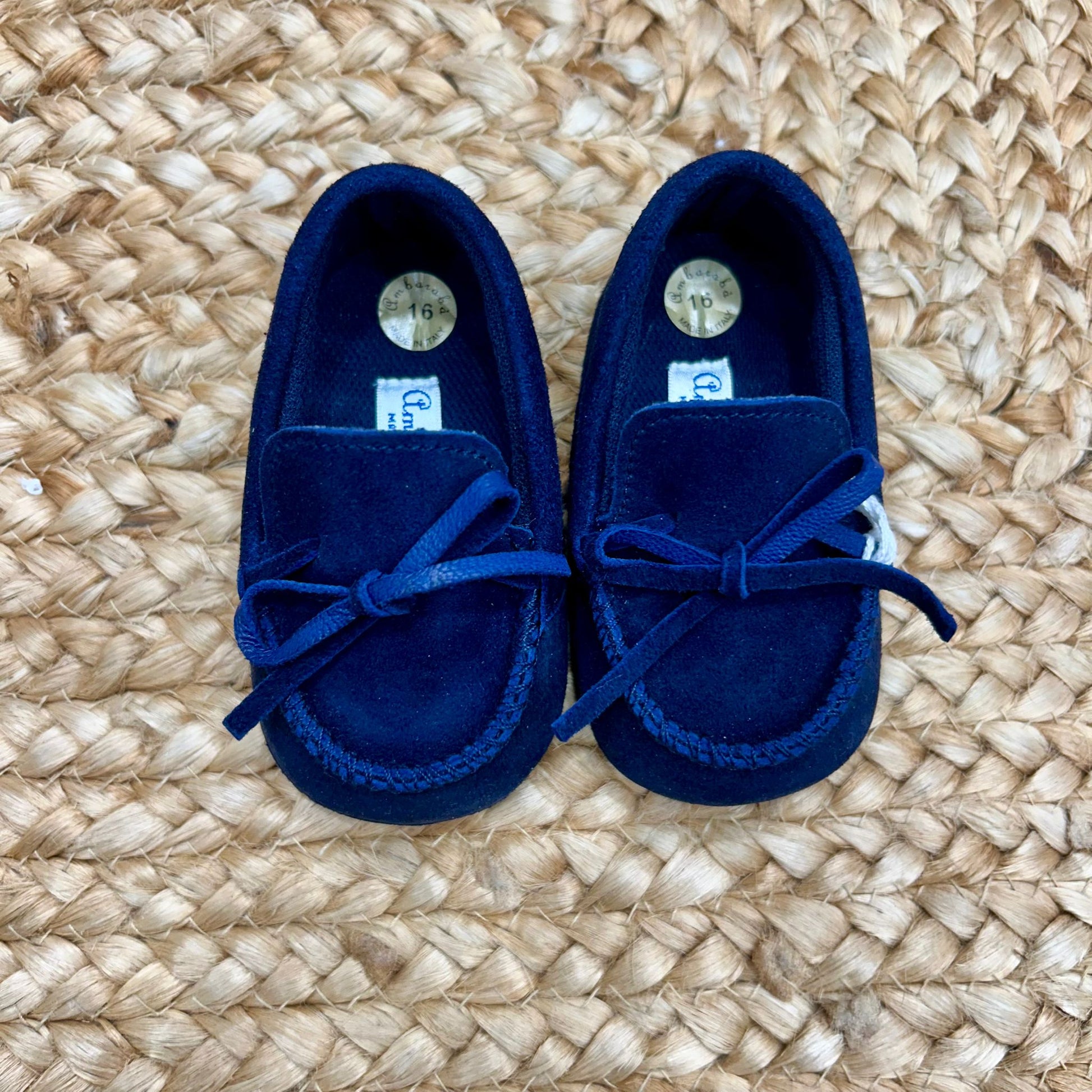Mocassini battesimo bimbo in suede blu