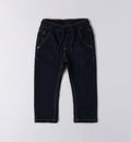 Pantalone jogger denim bambino blu scuro vista frontale