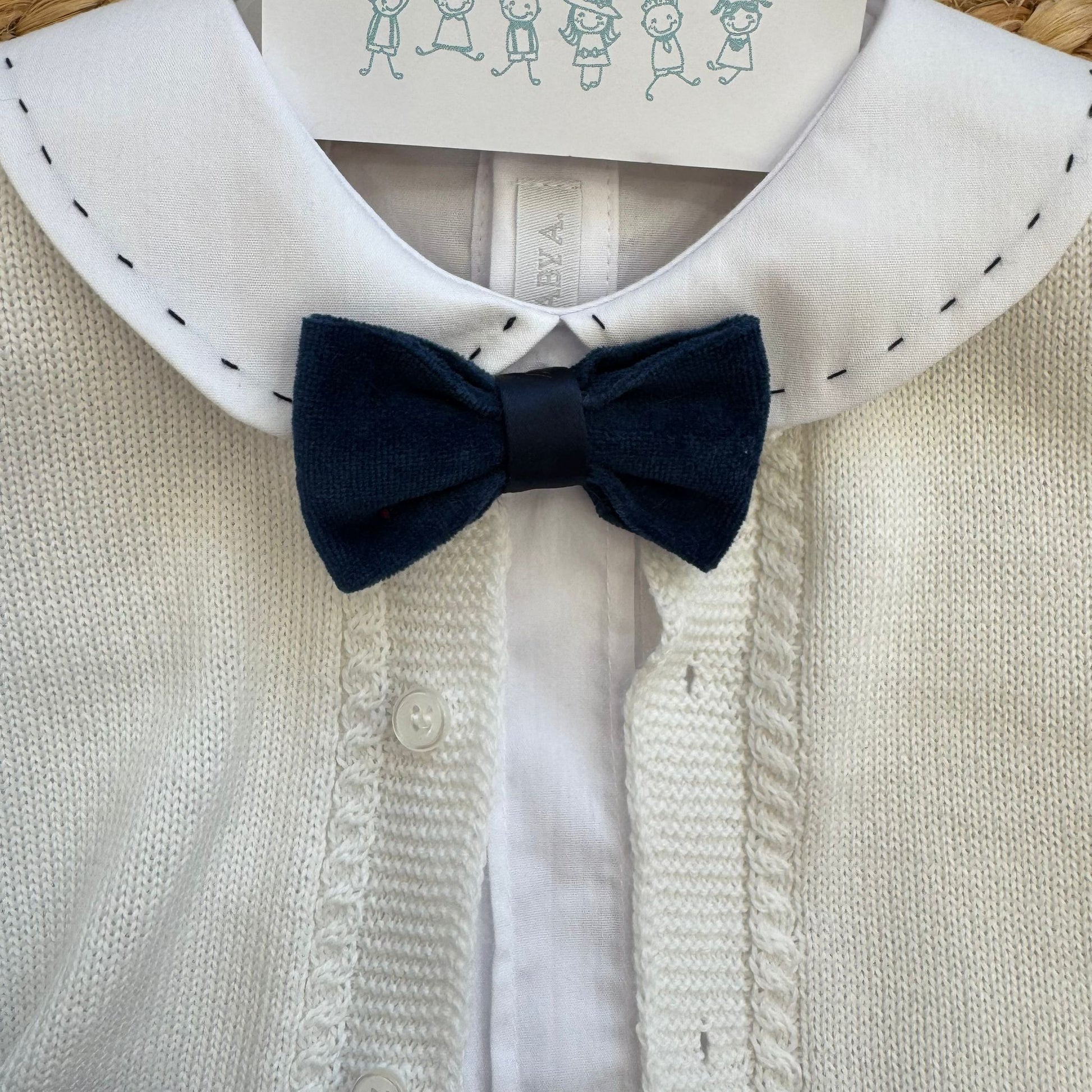 Papillon blu in velluto completo battesimo neonato