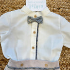 Papillon scozzese con profilo blu camicia battesimo neonato
