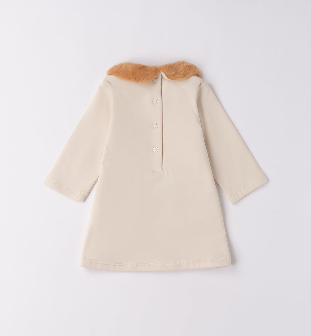 Retro abito beige neonata in caldo cotone