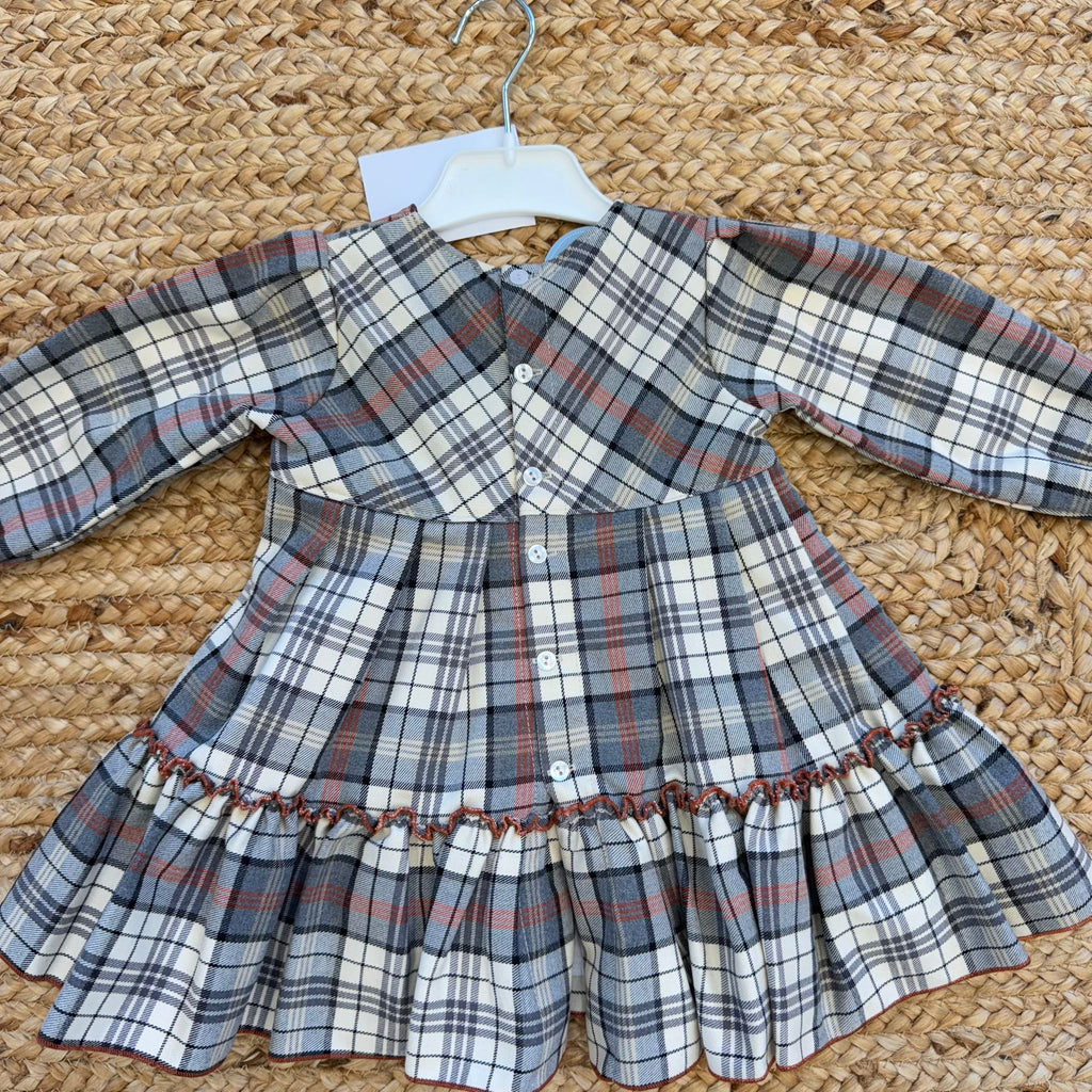 Retro abito scozzese con bottoni per bambina