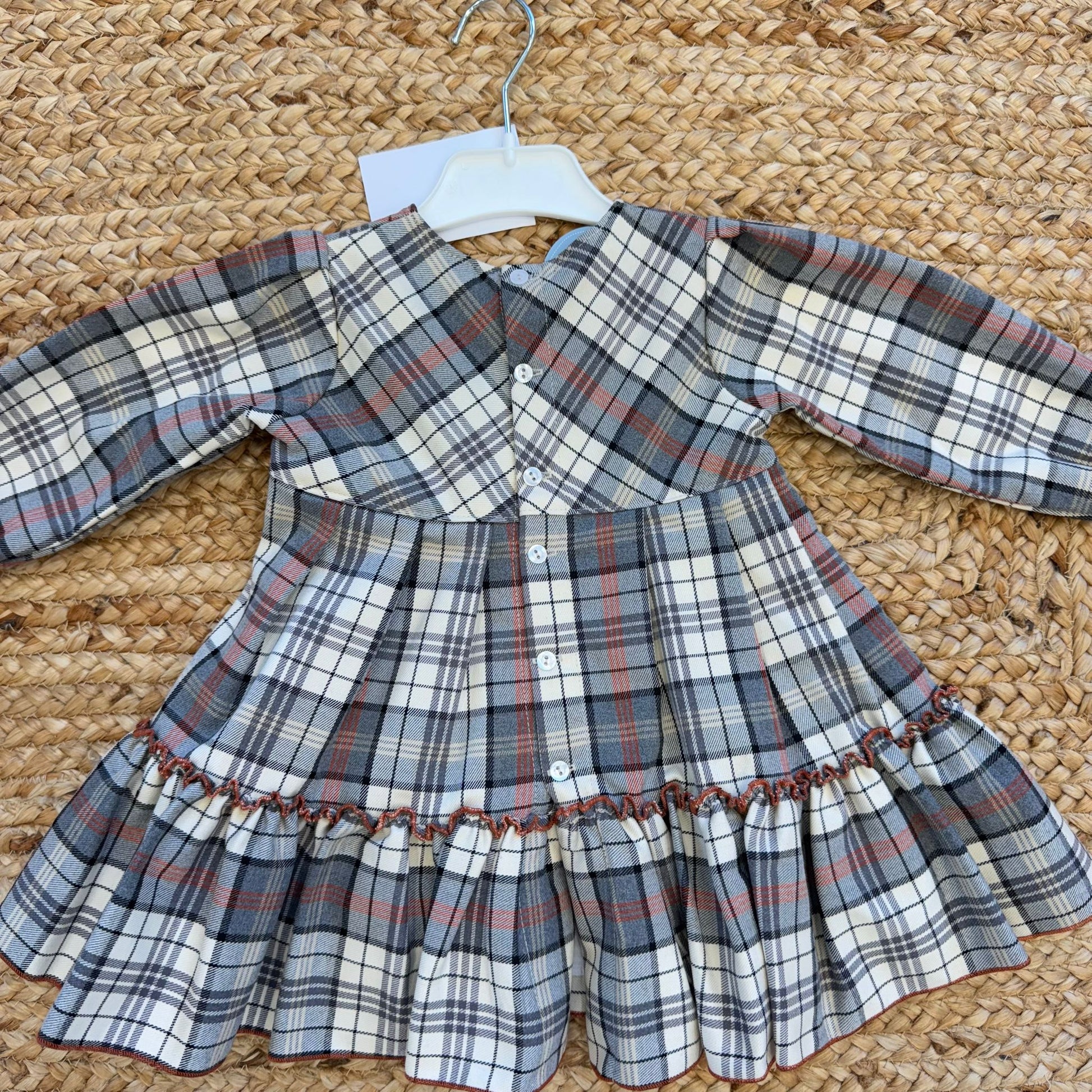 Retro abito scozzese con bottoni per bambina