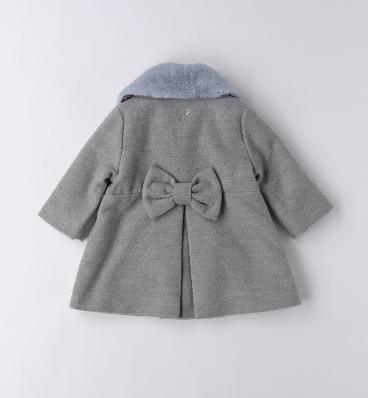 Retro cappottino grigio bambina con fiocco applicato