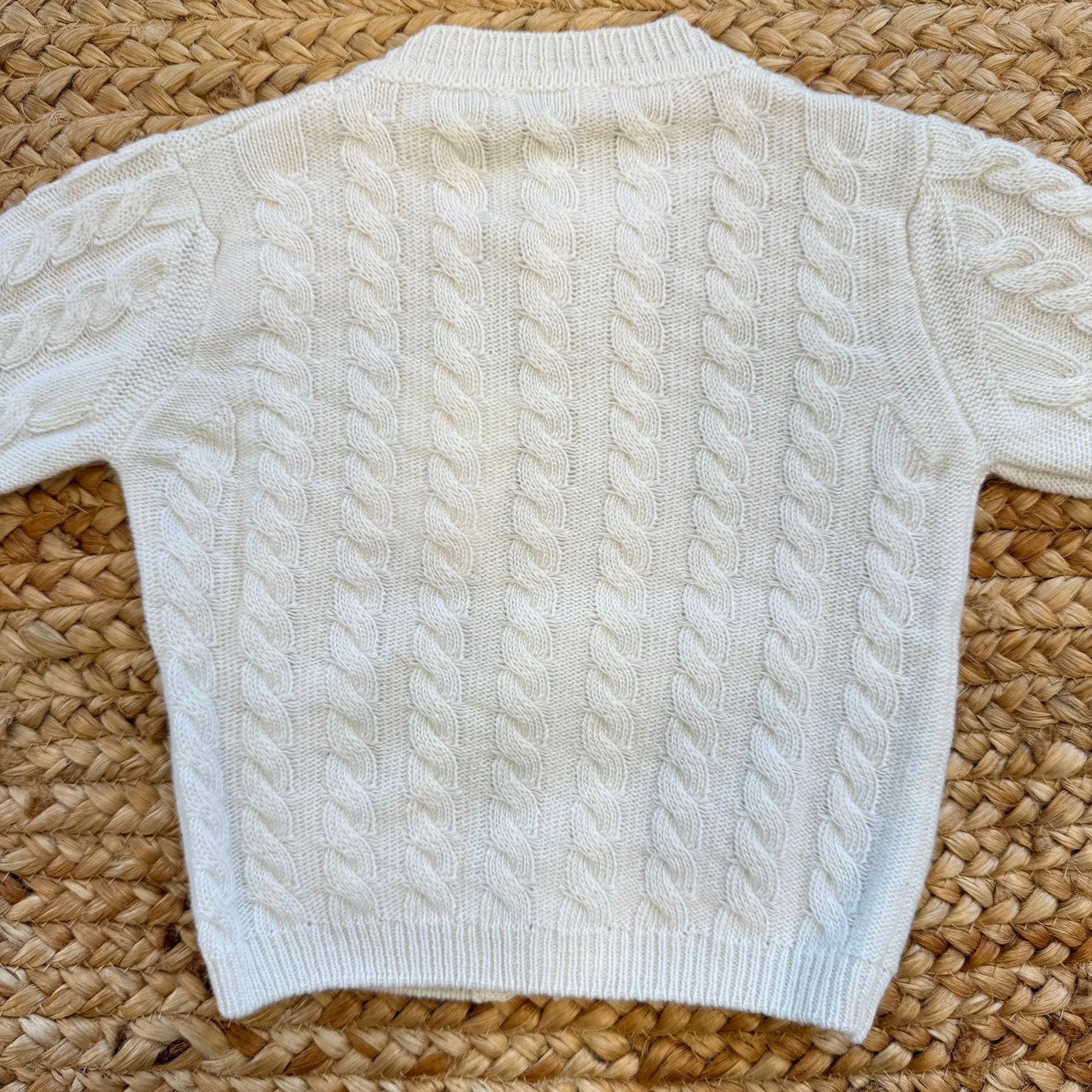 Retro cardigan panna con motivo intrecciato