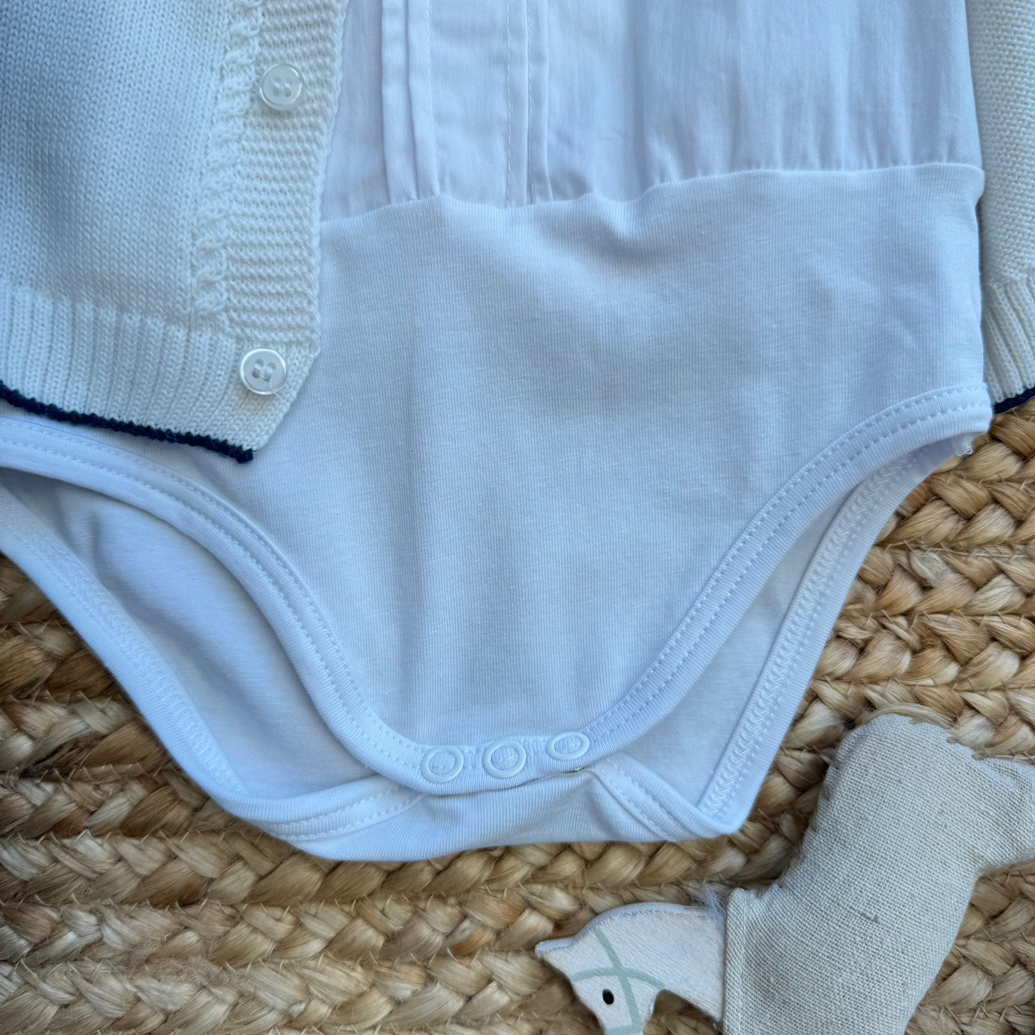 Retro completo battesimo neonato blu e panna