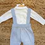 Retro completo neonato azzurro con bretelle