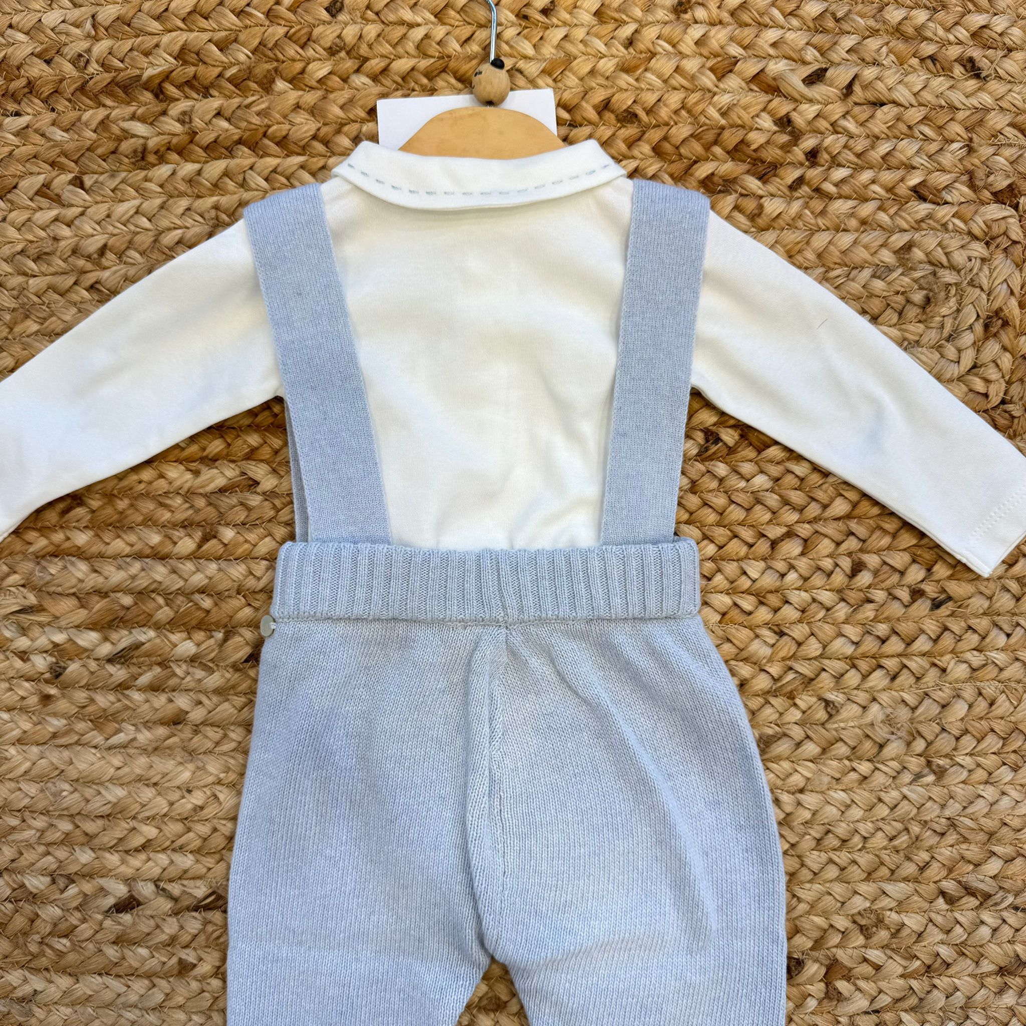 Retro completo neonato azzurro con bretelle