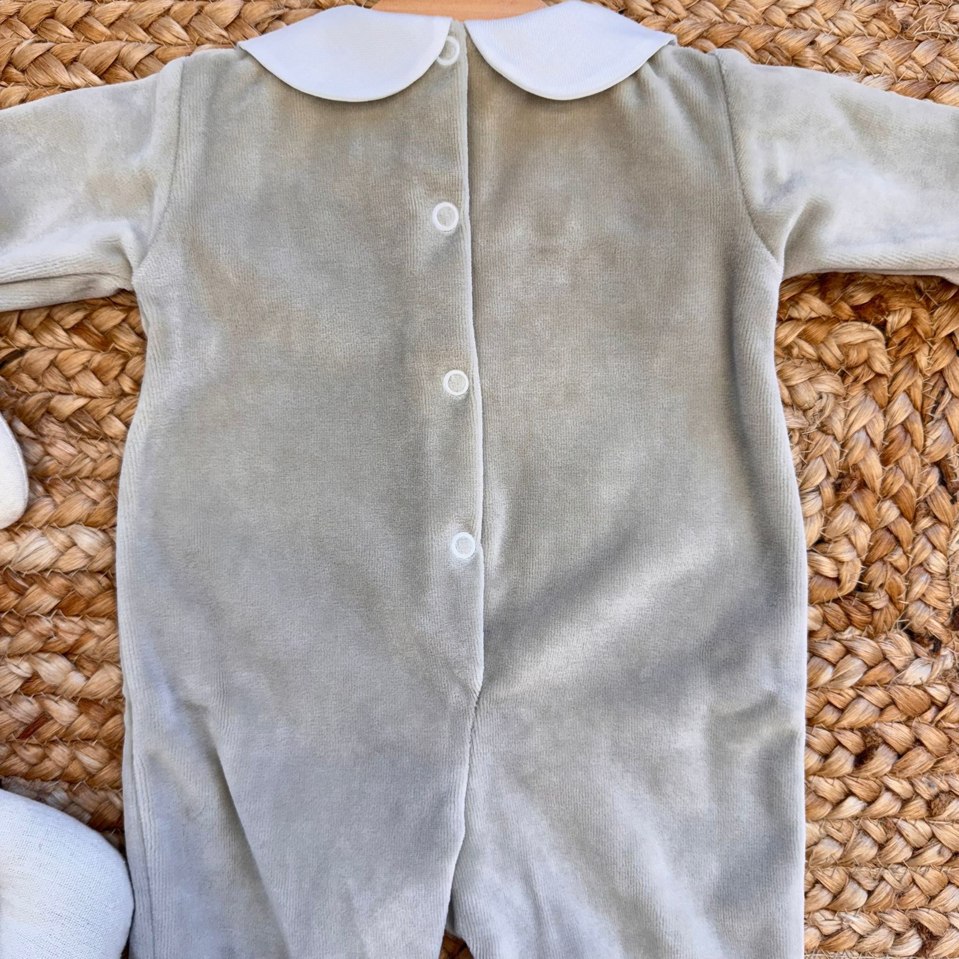 Retro tutina beige in ciniglia con bottoncini a pressione
