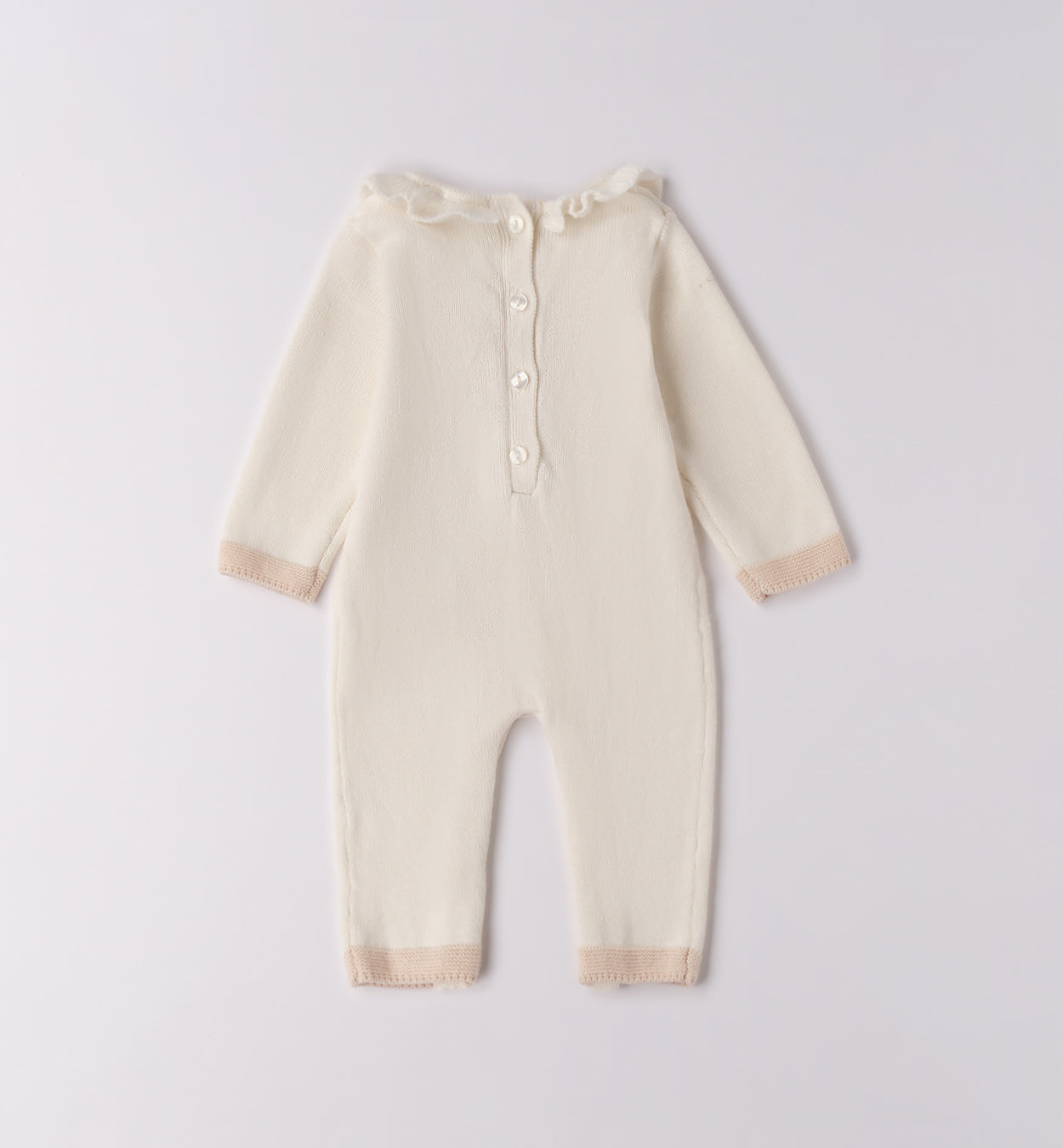 Retro tutina neonata caldo cotone e lana panna con bottoncini