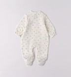 Retro tutina neonata caldo cotone panna con fantasia cuoricini.