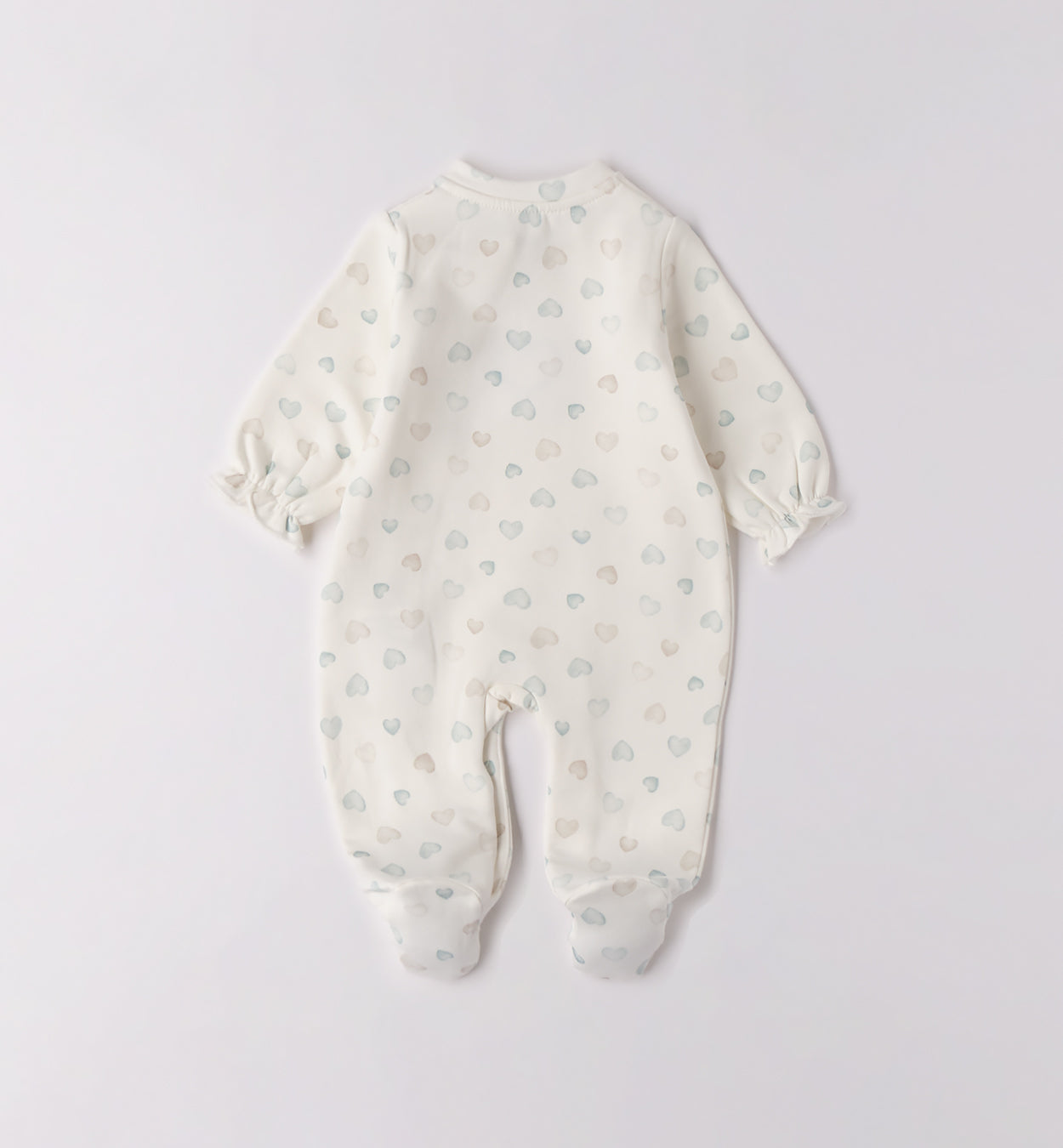 Retro tutina neonata caldo cotone panna con fantasia cuoricini.
