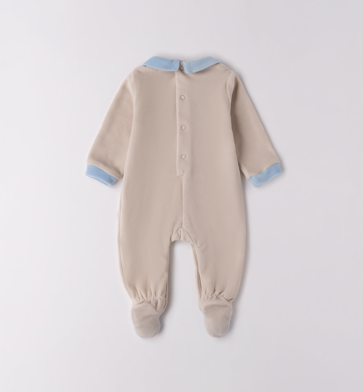  Retro tutina neonato in ciniglia beigeon bottoncini a pressione