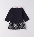 Retro vestito neonata blu con balza tartan