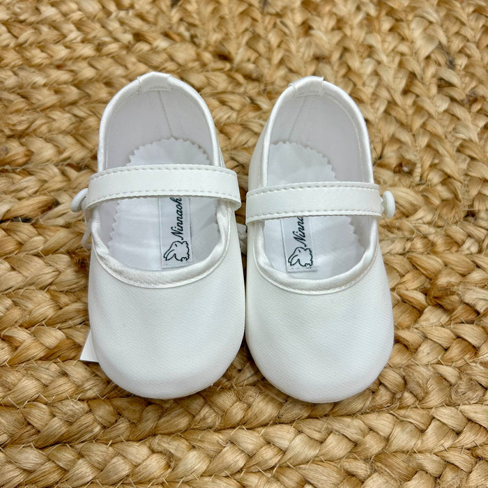 Scarpe battesimo bimba classiche in raso bianco