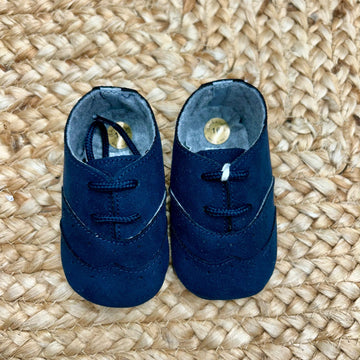 Scarpe battesimo bimbo stringate in suede blu