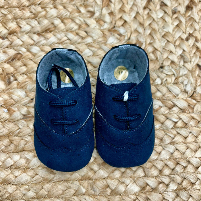 Scarpe battesimo bimbo stringate in suede blu