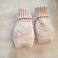 Scarpette neonata pura lana rosa con cuore ricamato