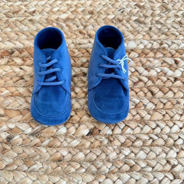 scarpina blu, scarpina battesimo, accessori bambino, moda bambino, eleganza, abbigliamento bambini, scarpe per bambini, Belli e Monelli, Ambarabà.