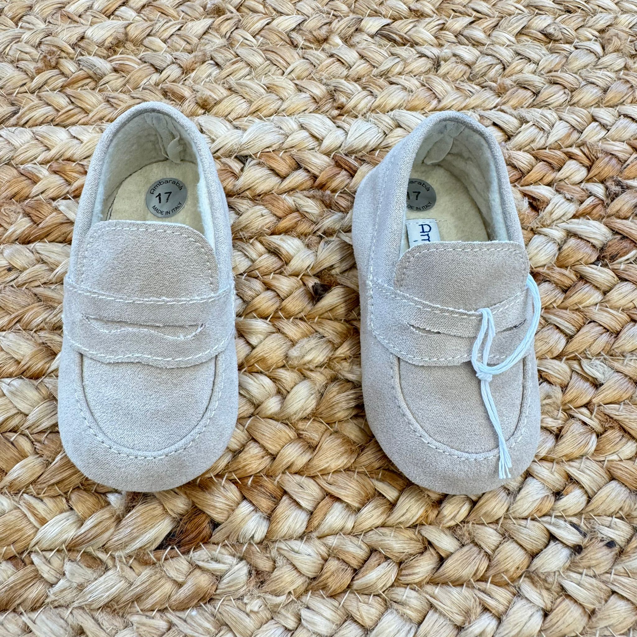 Scarpine culla camoscio beige mocassino bambino