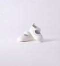 Scarpine da culla battesimo neonata ecopelle bianca con chiusura a strappo