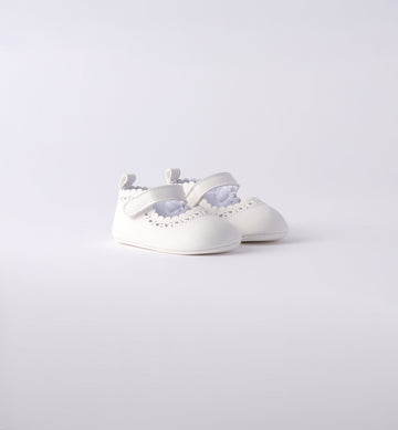 Scarpine da culla battesimo neonata ecopelle bianca eleganti –