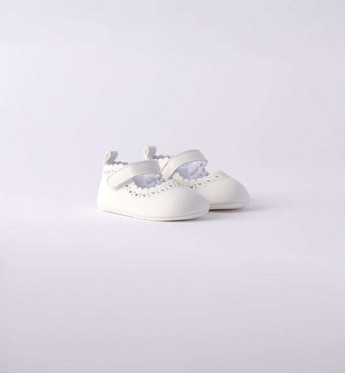 Scarpine da culla battesimo neonata ecopelle bianca eleganti –