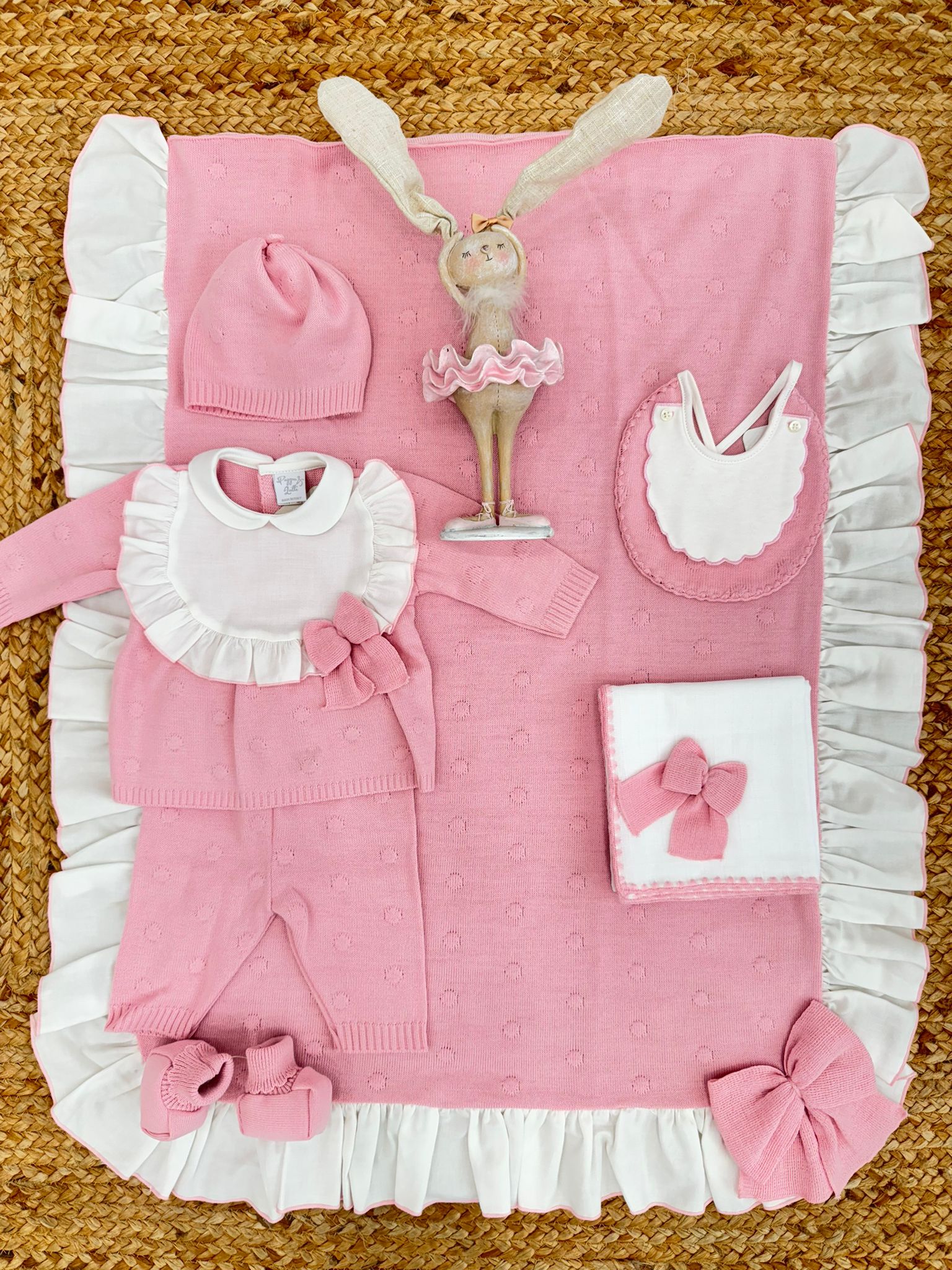 set nascita rosa, corredino neonato, abbigliamento neonato, set con fiocchi, comfort e stile, Belli e Monelli,Uscita Clinica