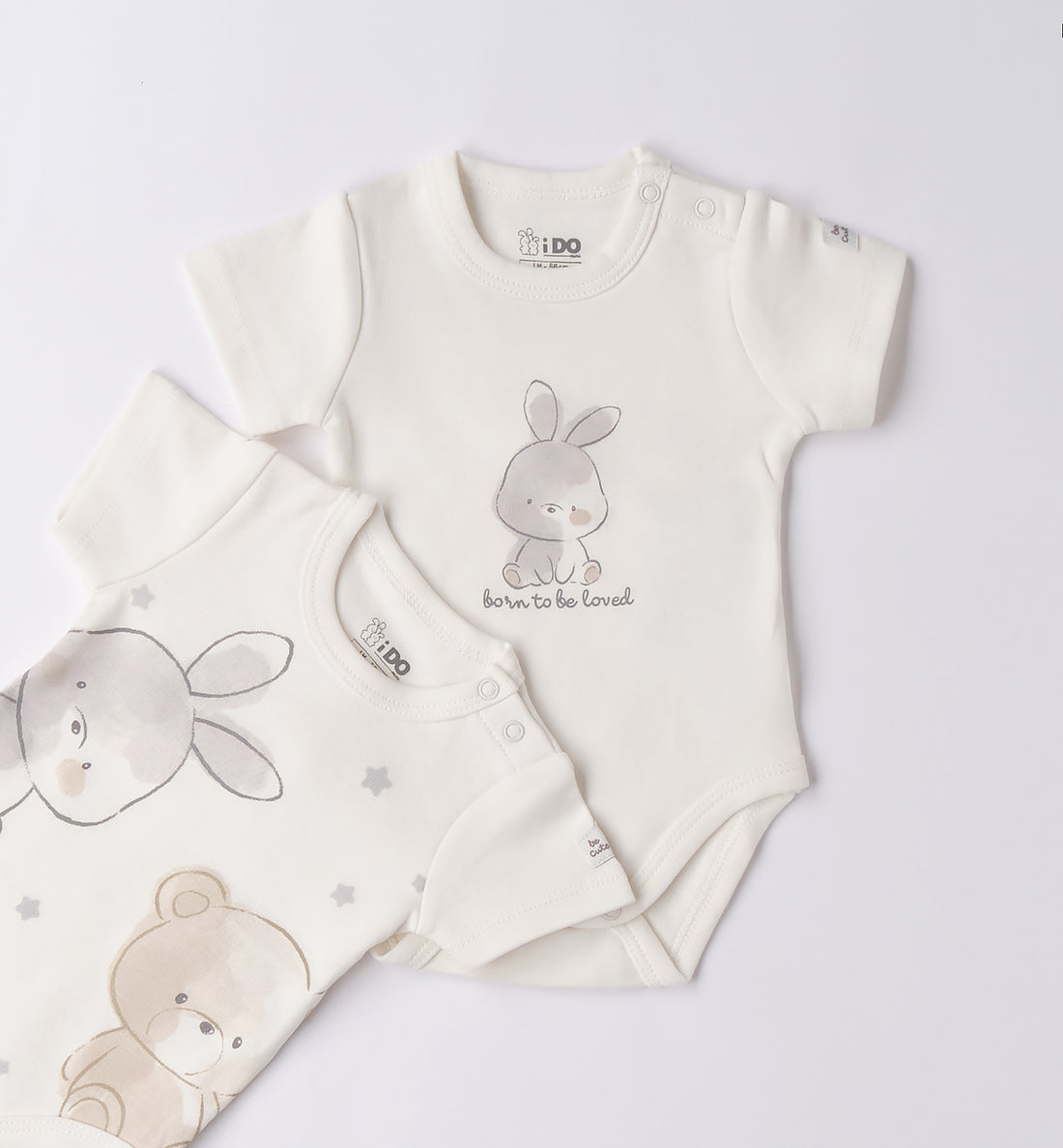 Body unisex caldo cotone con coniglietto e scritta born to be loved