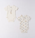 Set body unisex in caldo cotone per neonato, tinta unita ricamata e fantasia orsetti e coniglietti
