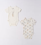 Set body unisex in caldo cotone per neonato, tinta unita ricamata e fantasia orsetti e coniglietti