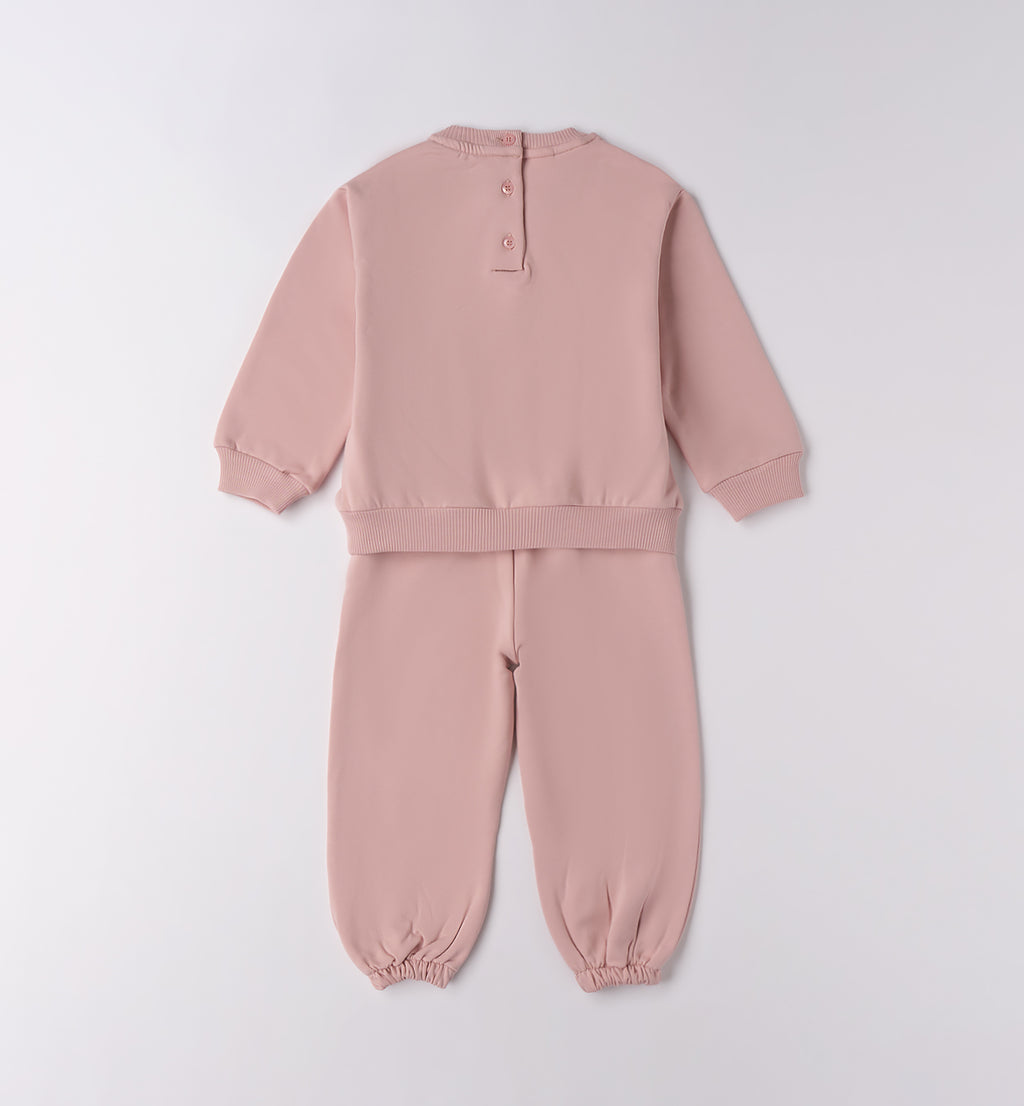 Tutina bimba rosa caldo cotone retro con bottoncini