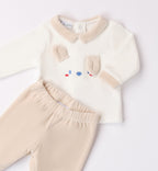 Tutina neonato caldo cotone beige con orecchiette retro