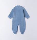 Tutina neonato ciniglia azzurra