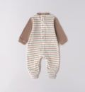Tutina neonato ciniglia beige e panna retro con bottoncini a pressione