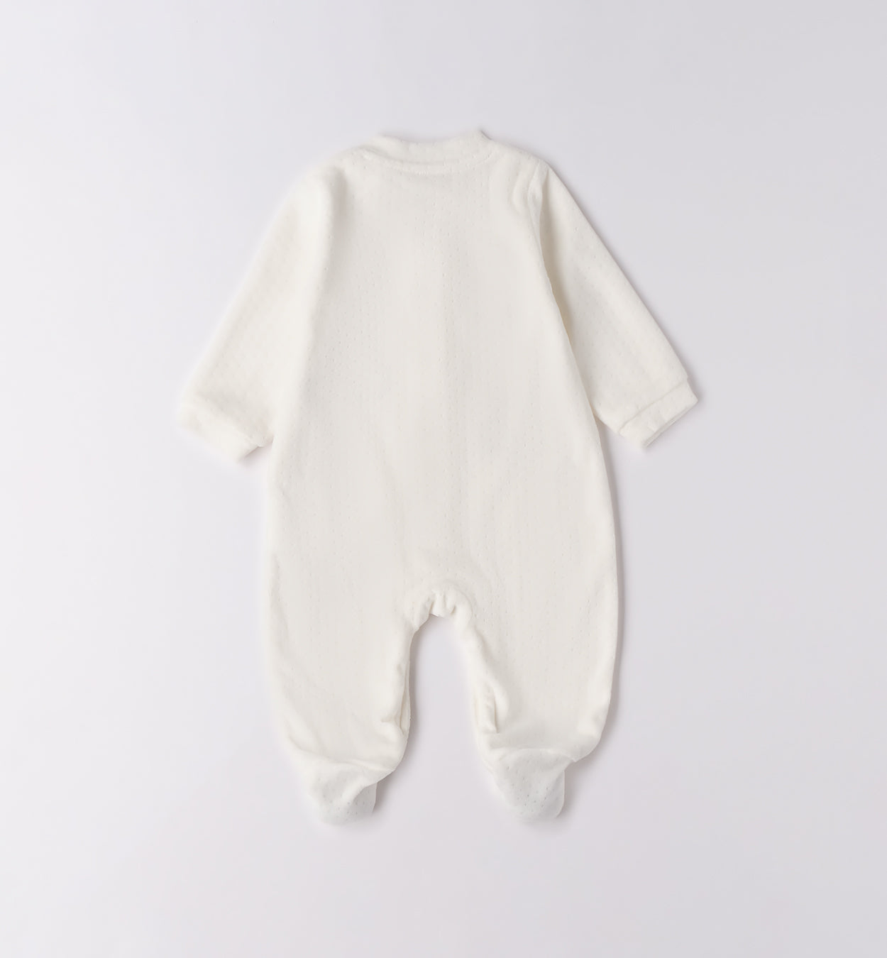 Tutina neonato in caldo cotone bianco vista posteriore