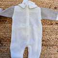 Tutina neonato misto lana beige panna con scarpette coordinate