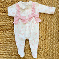 Tutina per neonata in cotone con stampa floreale rosa e fiocchi decorativi