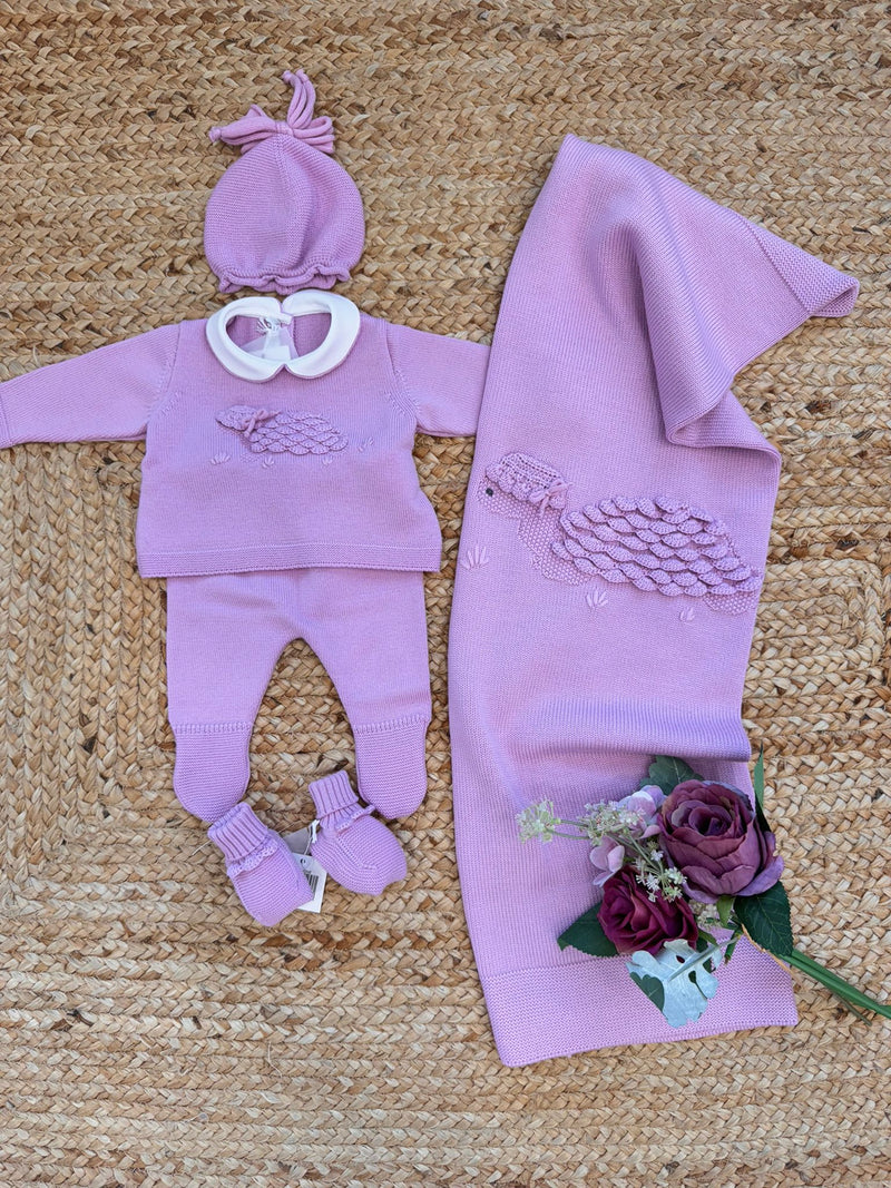 Uscita clinica neonata pura lana glicine con ricamo tartaruga