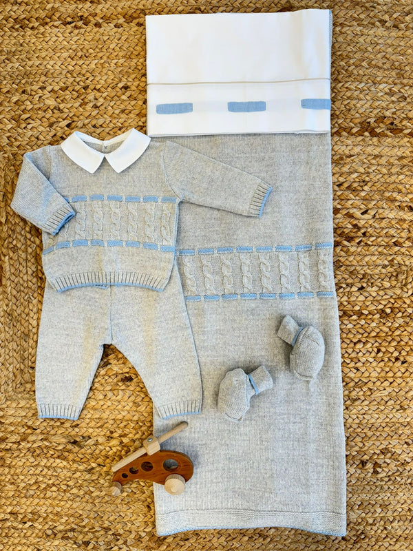 Coordinato misto lana con passanastro azzurro