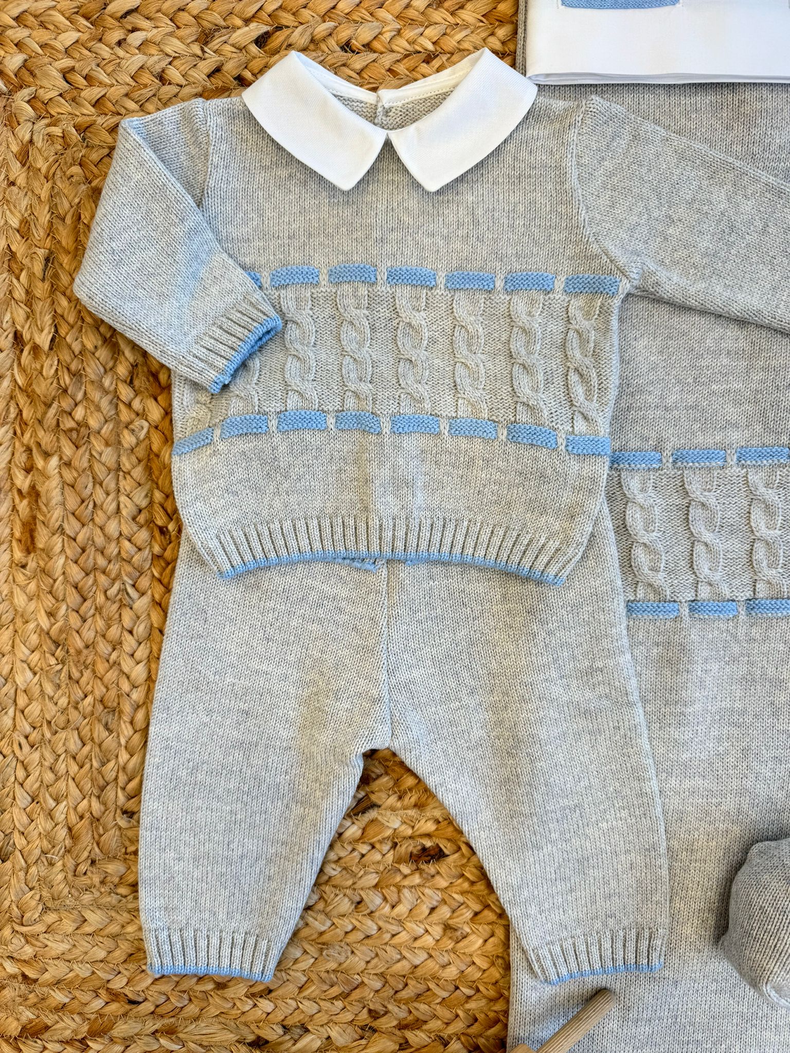 Coordinato misto lana con passanastro azzurro
