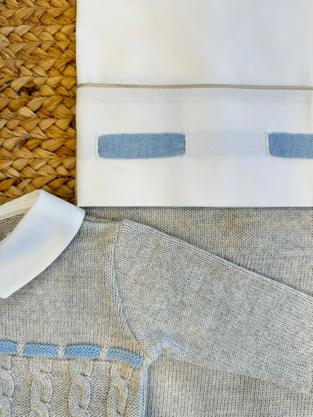 Coordinato misto lana con passanastro azzurro