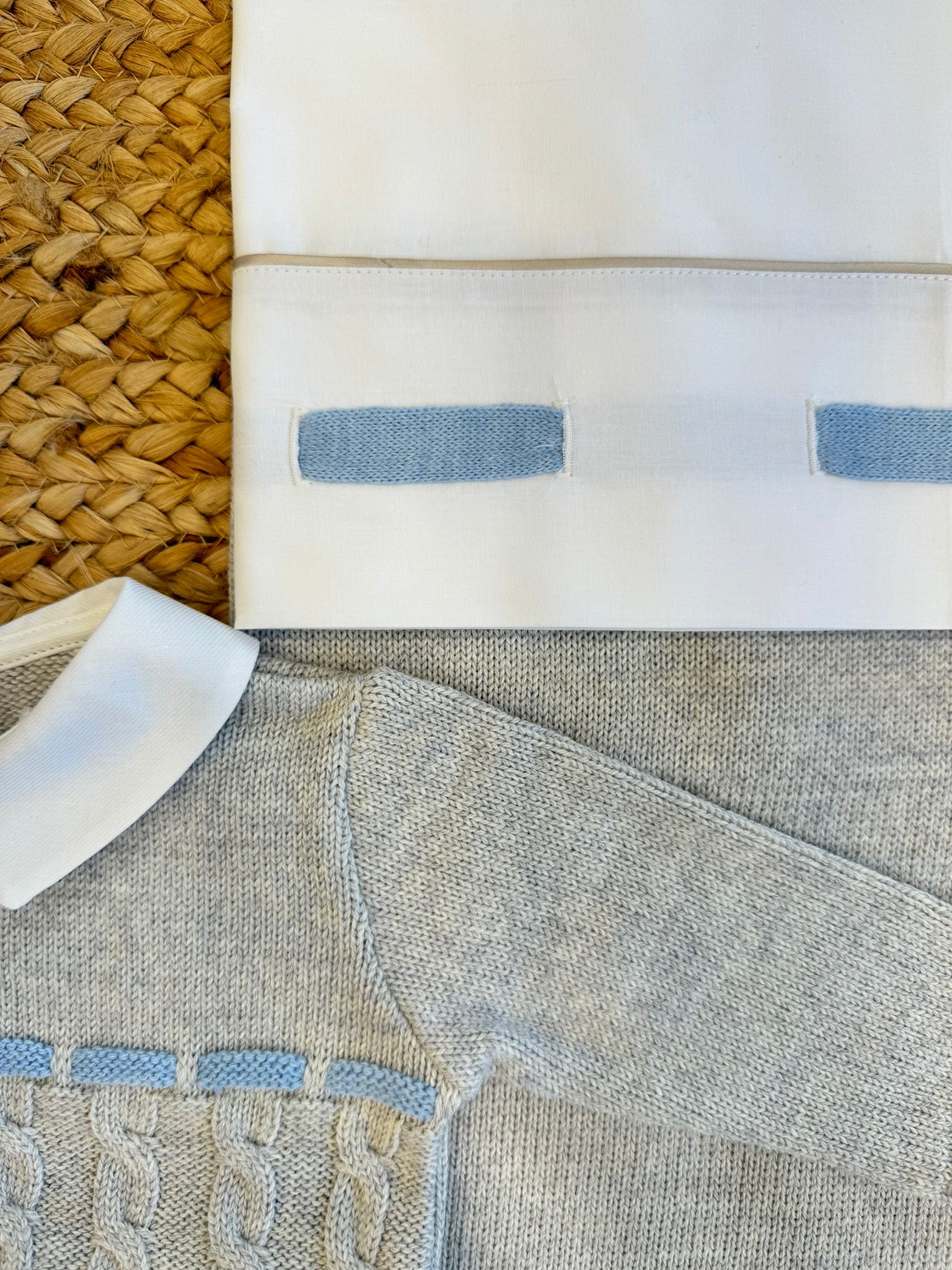 Coordinato misto lana con passanastro azzurro