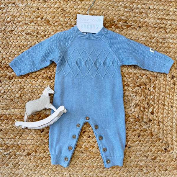 Tutina in cotone con lavorazione a rombi