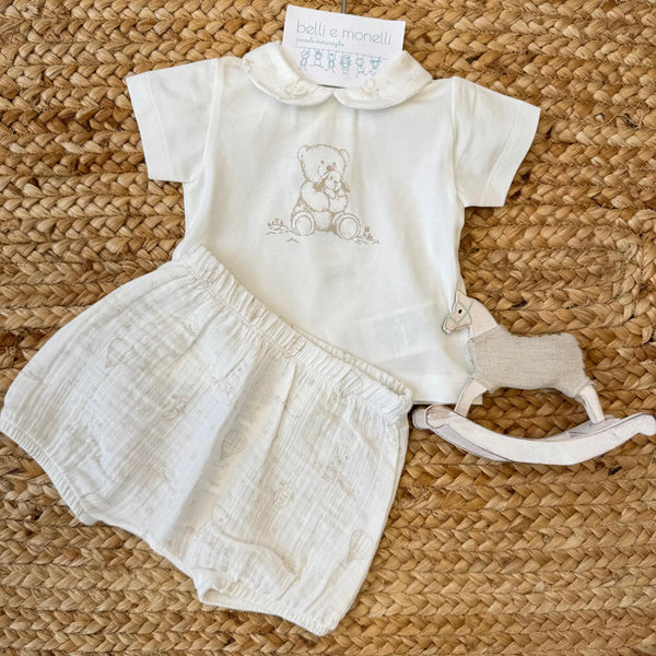 Completino unisex in cotone con orsetto