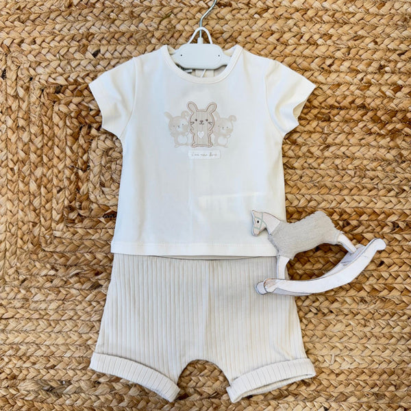 Completino unisex in cotone con pantaloncino a costine