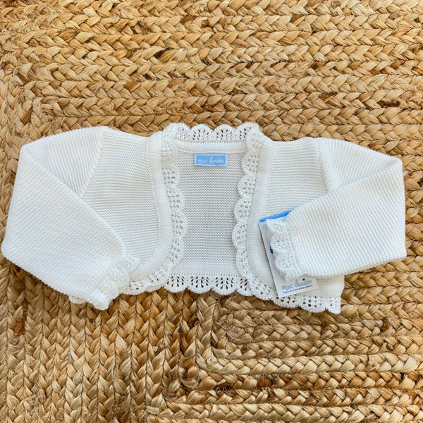 Coprispalle neonata bianco con bordo lavorato