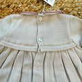 Set nascita uscita clinica neonata in pura lana merino beige e marsala rosa con copertina coordinata.