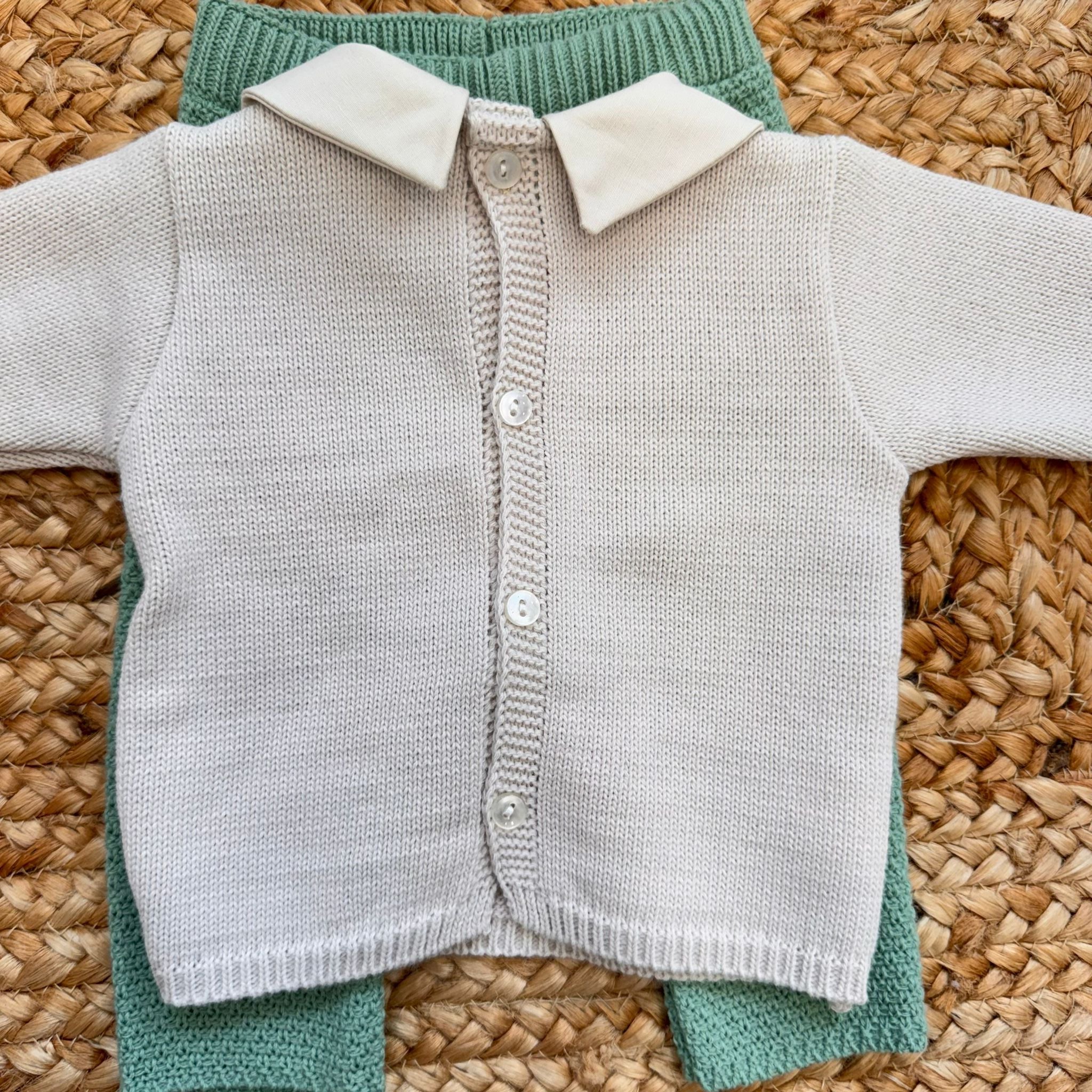 COMPLETINO BEIGE E VERDE CON COLLETTO/NUOVA COLLEZIONE