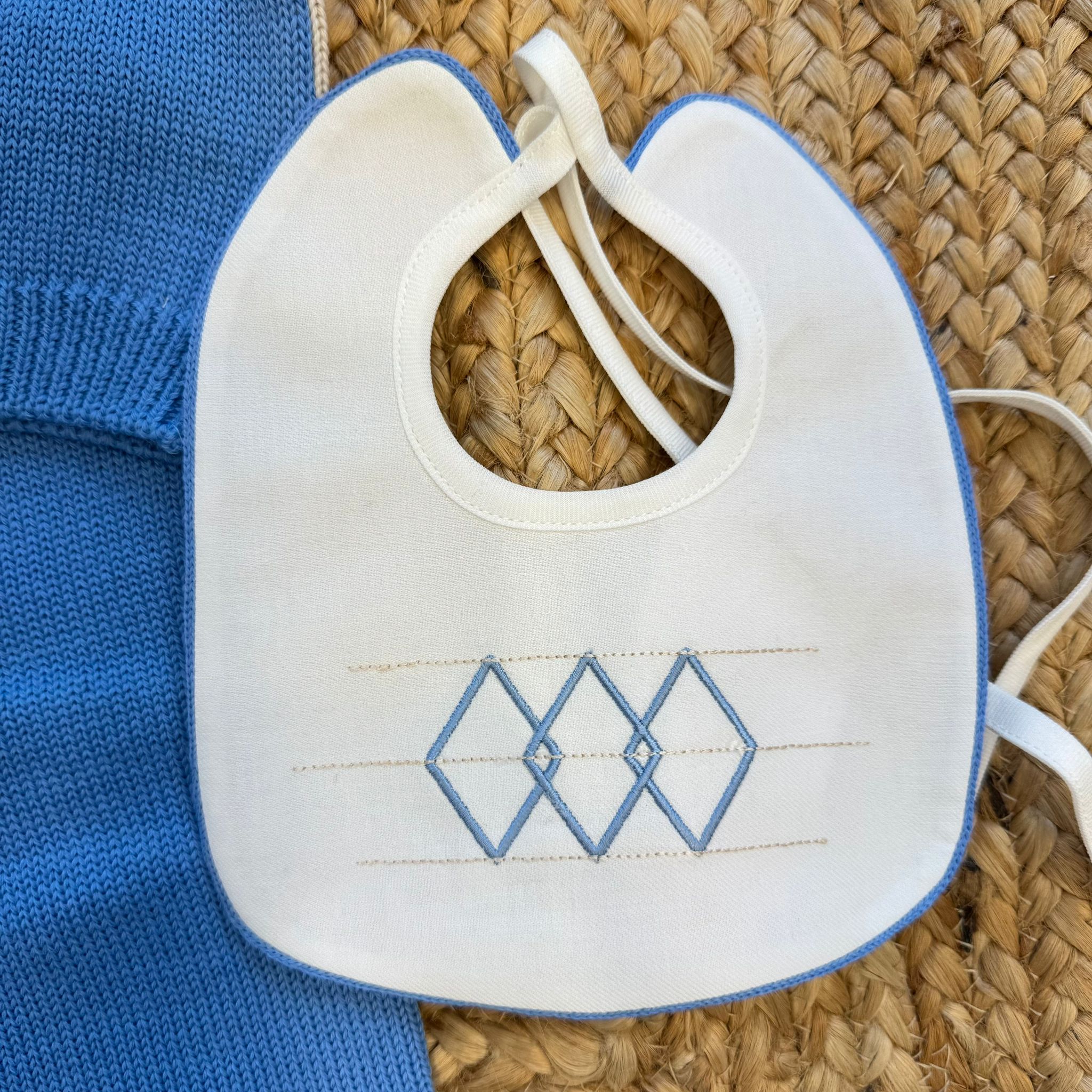 Set Nascita neonato pura lana azzurro e panna